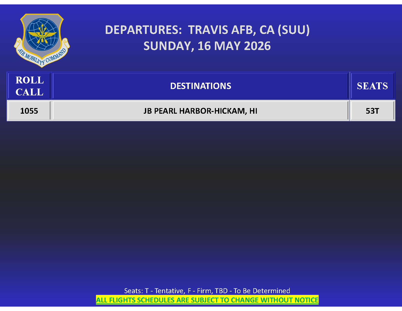 Travis 72-hour PDF page 3 — additional flight rows